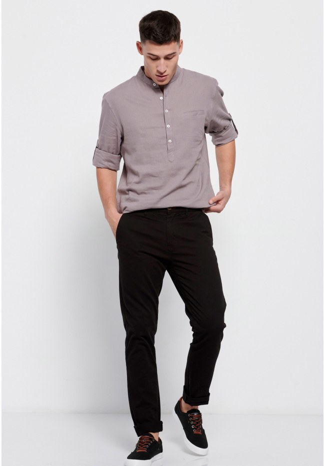 Mao neck linen shirt