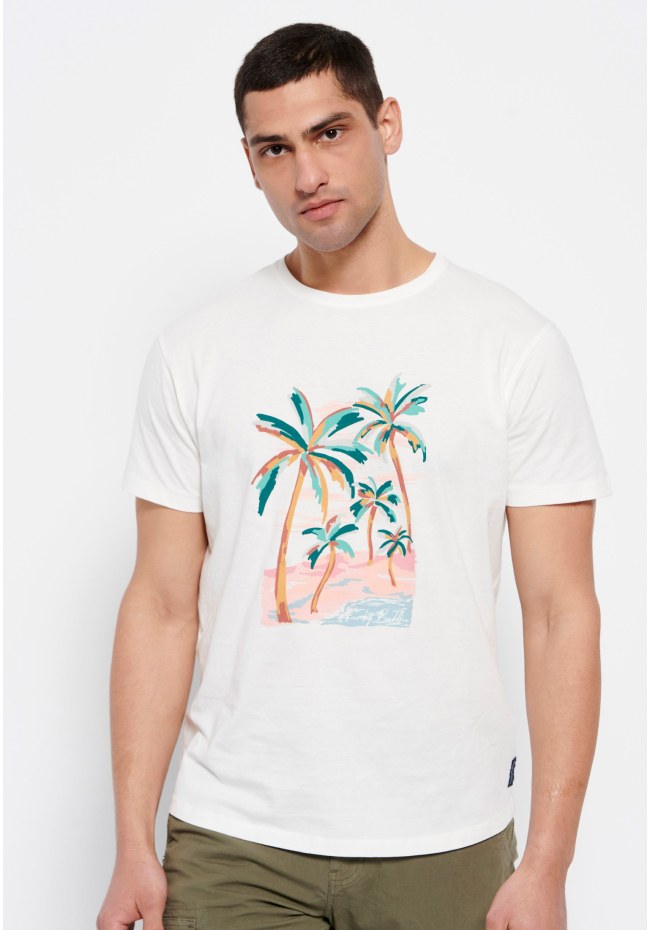 Loose fit organic cotton paint brushed t-shirt