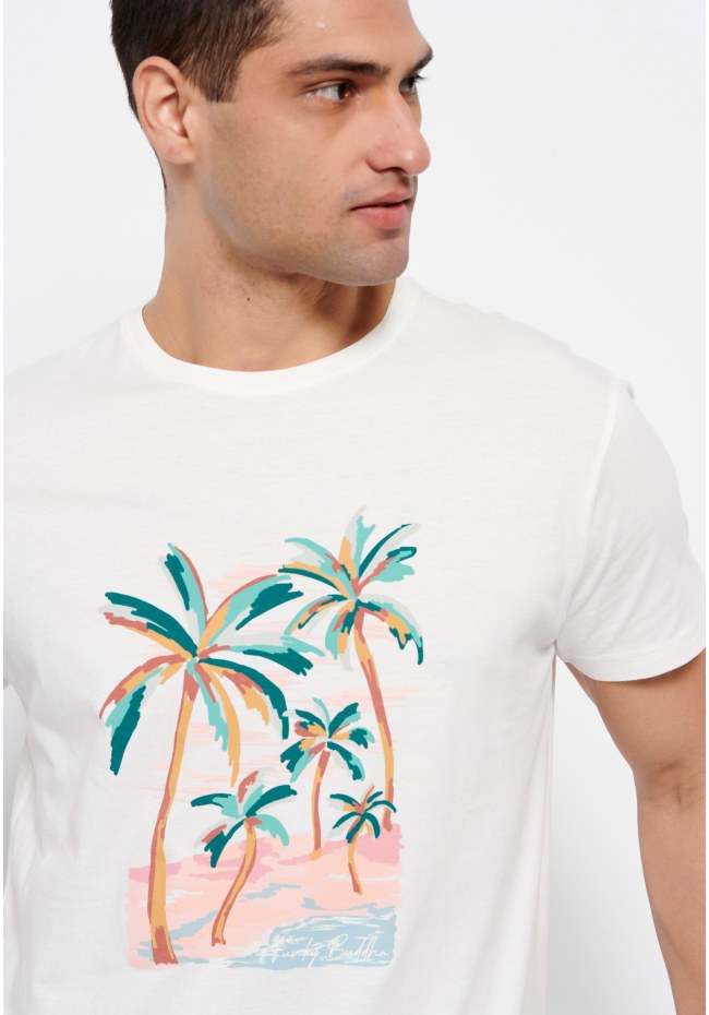 Loose fit organic cotton paint brushed t-shirt