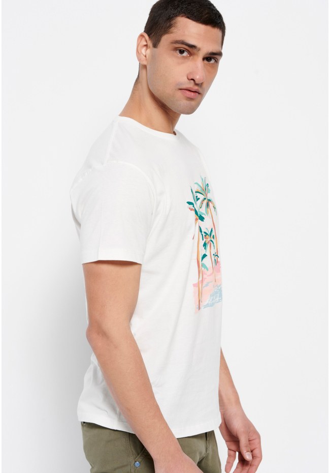 Loose fit organic cotton paint brushed t-shirt