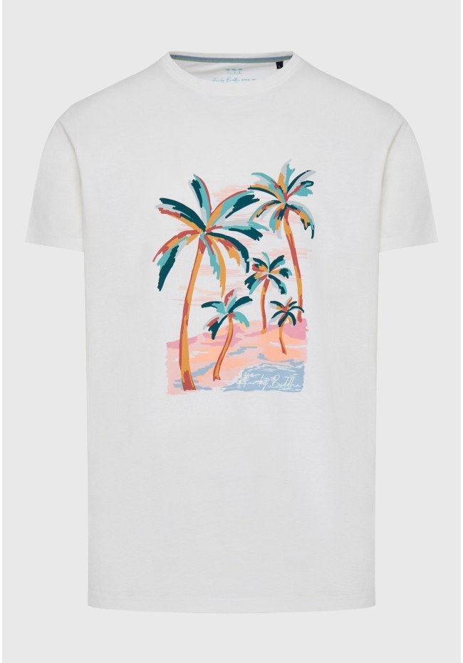Loose fit organic cotton paint brushed t-shirt