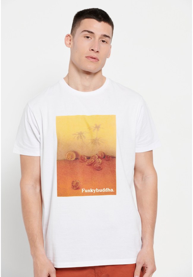 Photographic print crew neck t-shirt