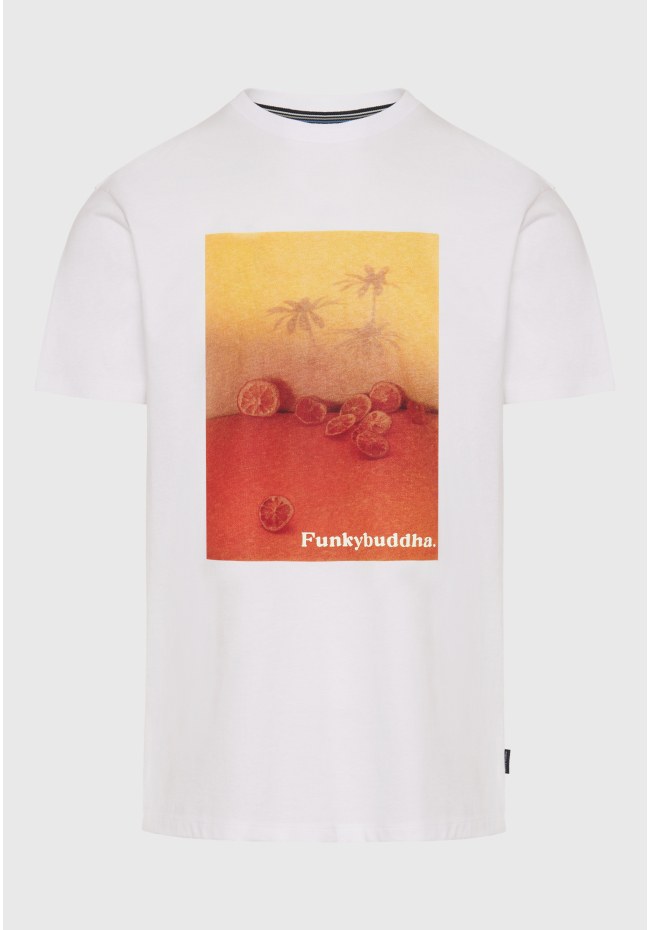 Photographic print crew neck t-shirt