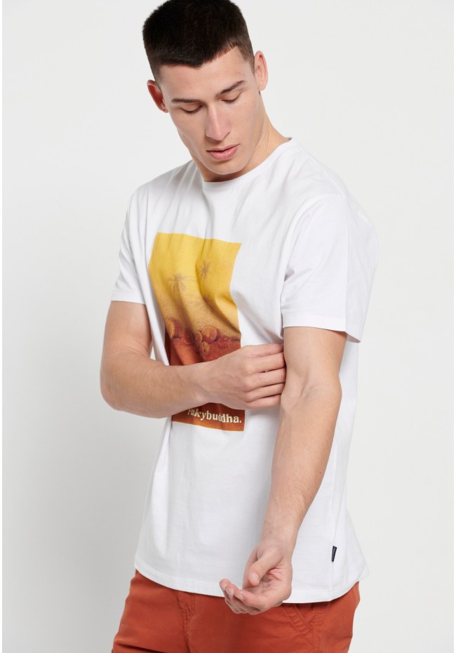 Photographic print crew neck t-shirt