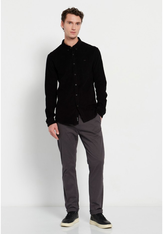 Corduroy shirt with embroidered logo