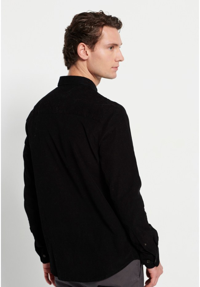 Corduroy shirt with embroidered logo