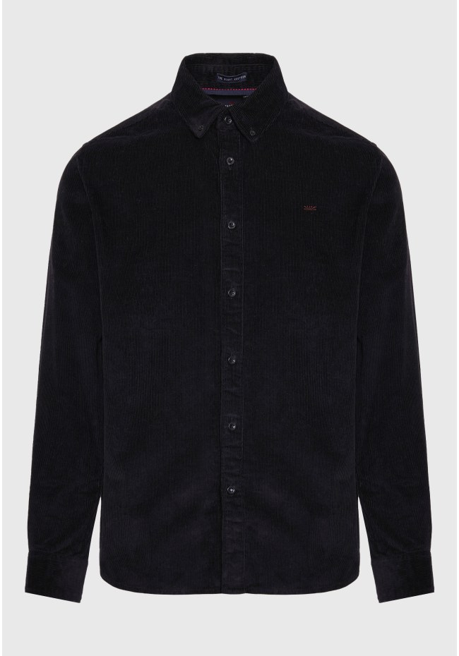 Corduroy shirt with embroidered logo