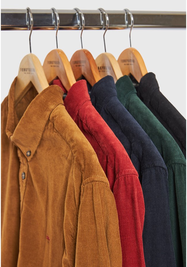 Corduroy shirt with embroidered logo