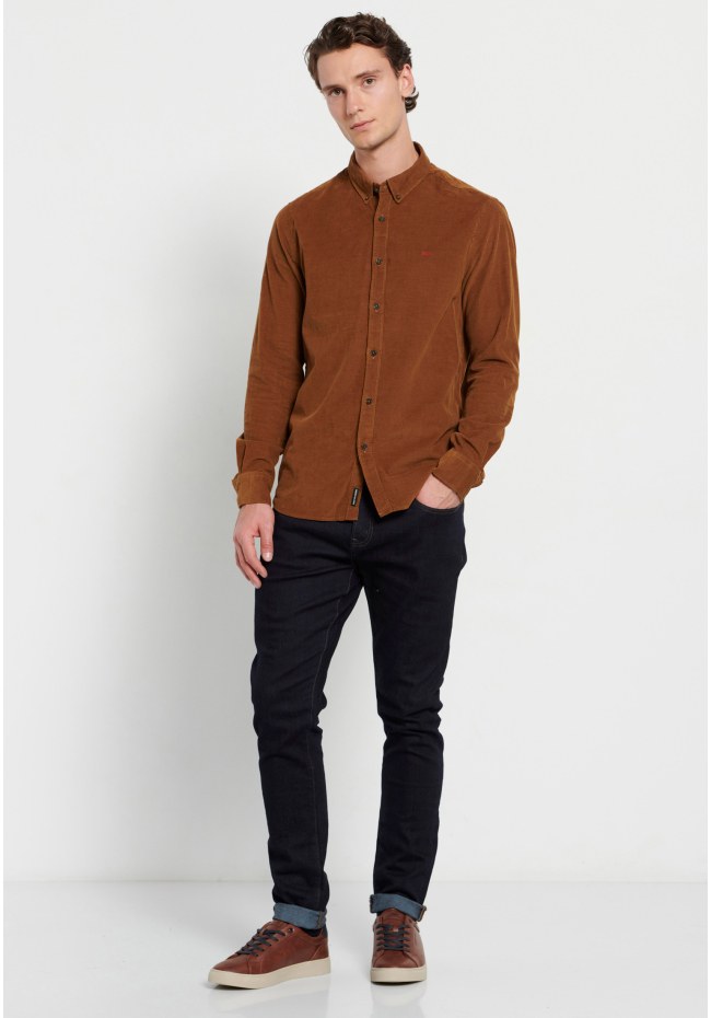 Corduroy shirt with embroidered logo