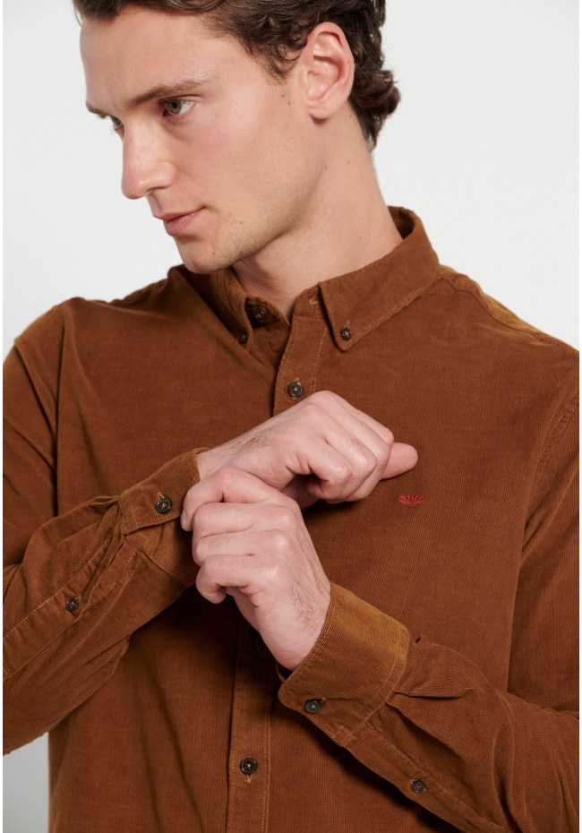 Corduroy shirt with embroidered logo