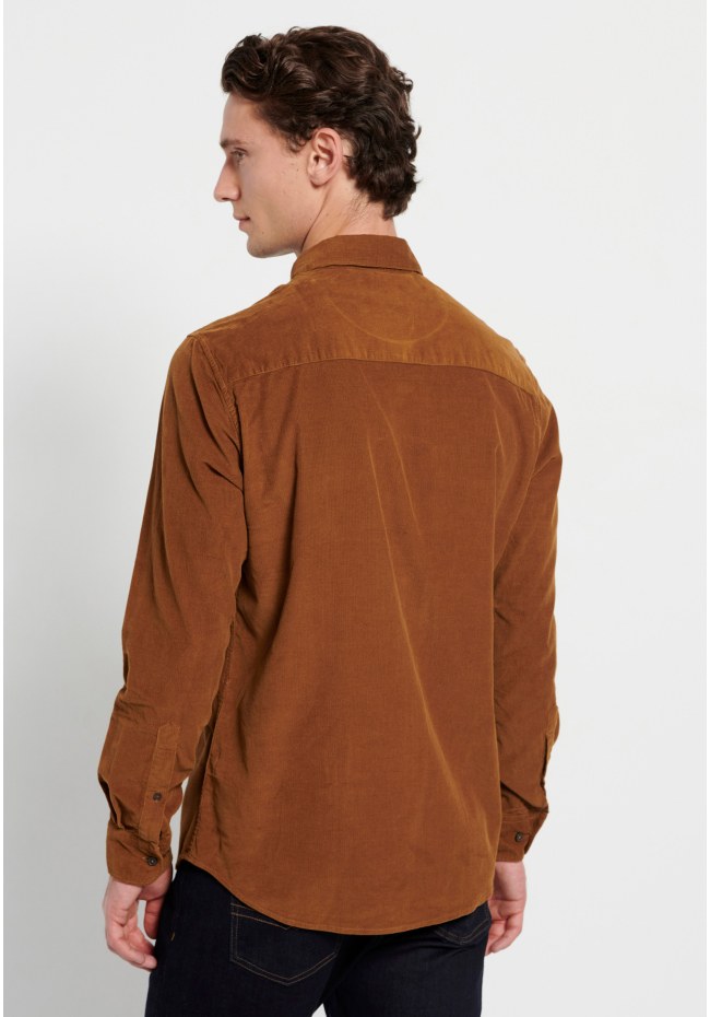 Corduroy shirt with embroidered logo