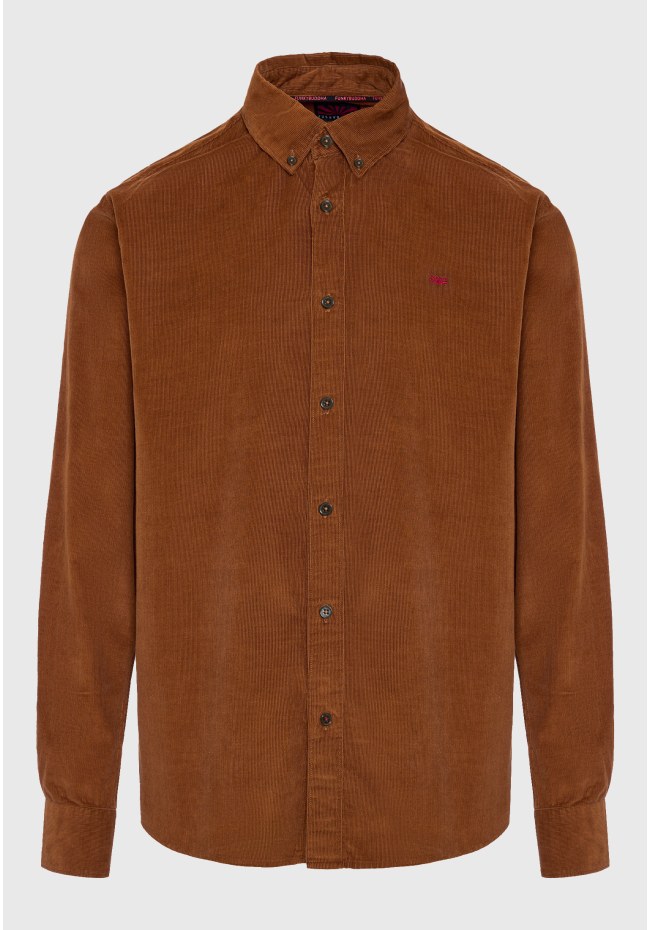 Corduroy shirt with embroidered logo