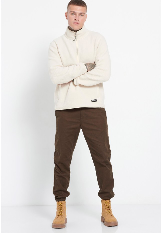 Relaxed fit chino παντελόνι σε micro ζακάρ ύφανση (dobby)