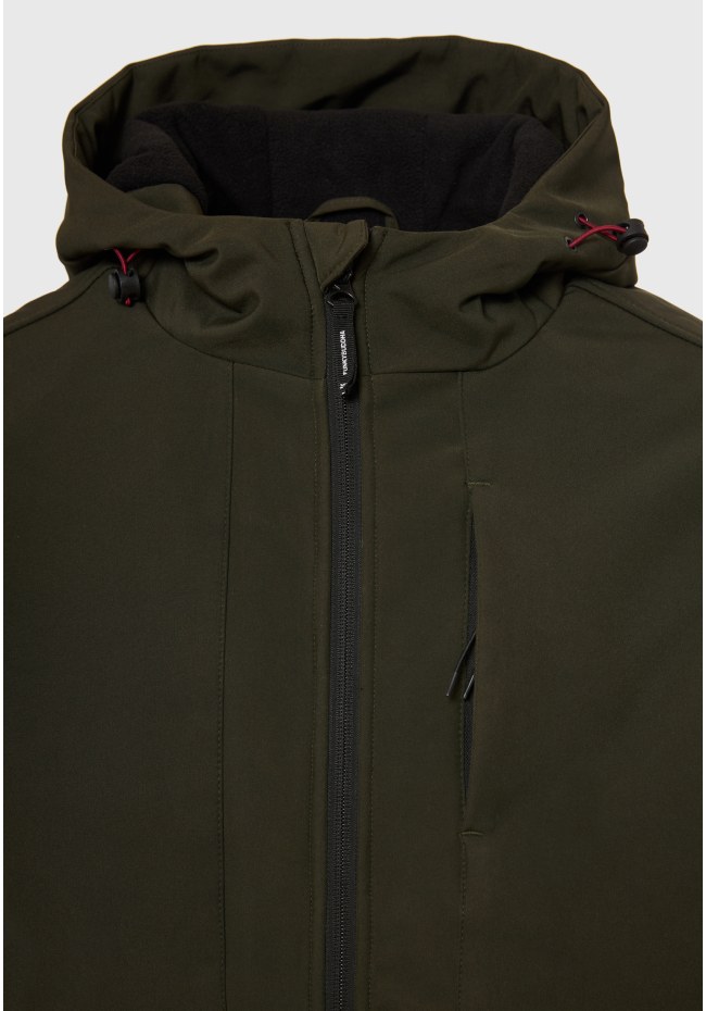 Light-padded softshell hooded jacket