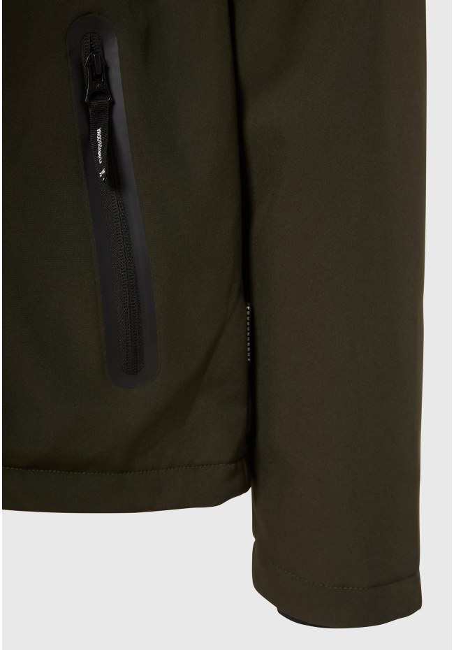 Light-padded softshell hooded jacket
