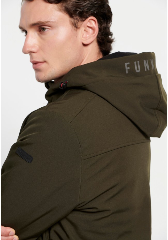 Light-padded softshell hooded jacket