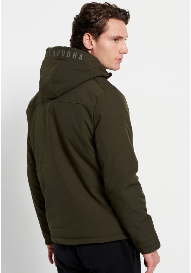 Light-padded softshell hooded jacket