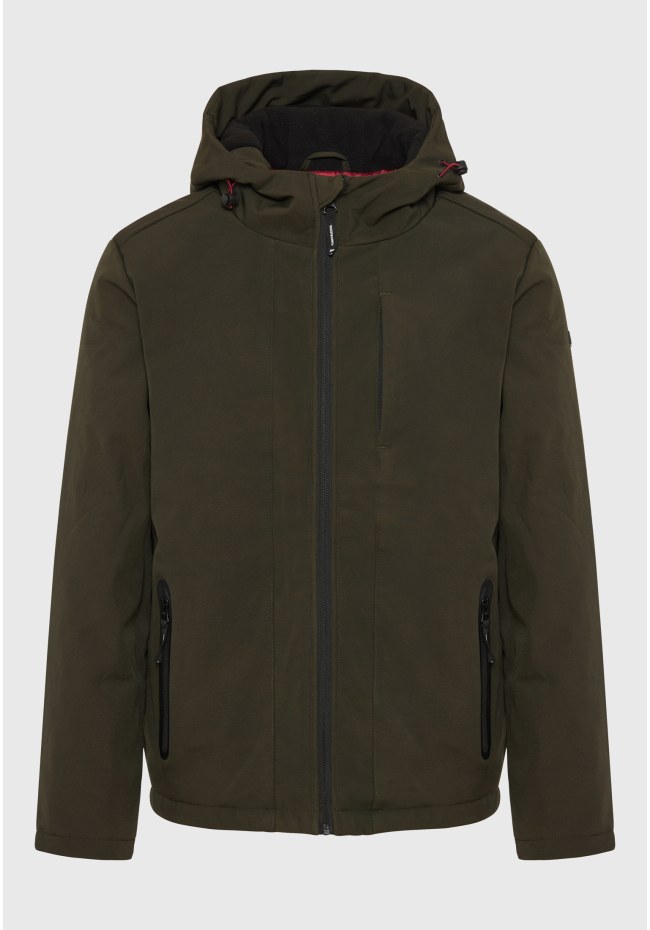 Light-padded softshell hooded jacket