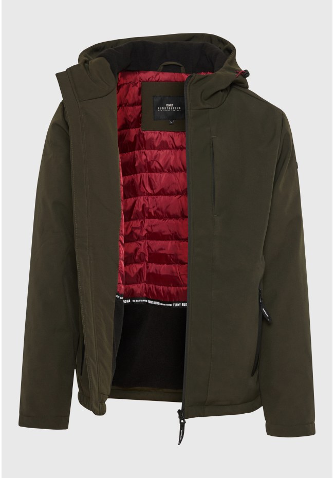 Light-padded softshell hooded jacket