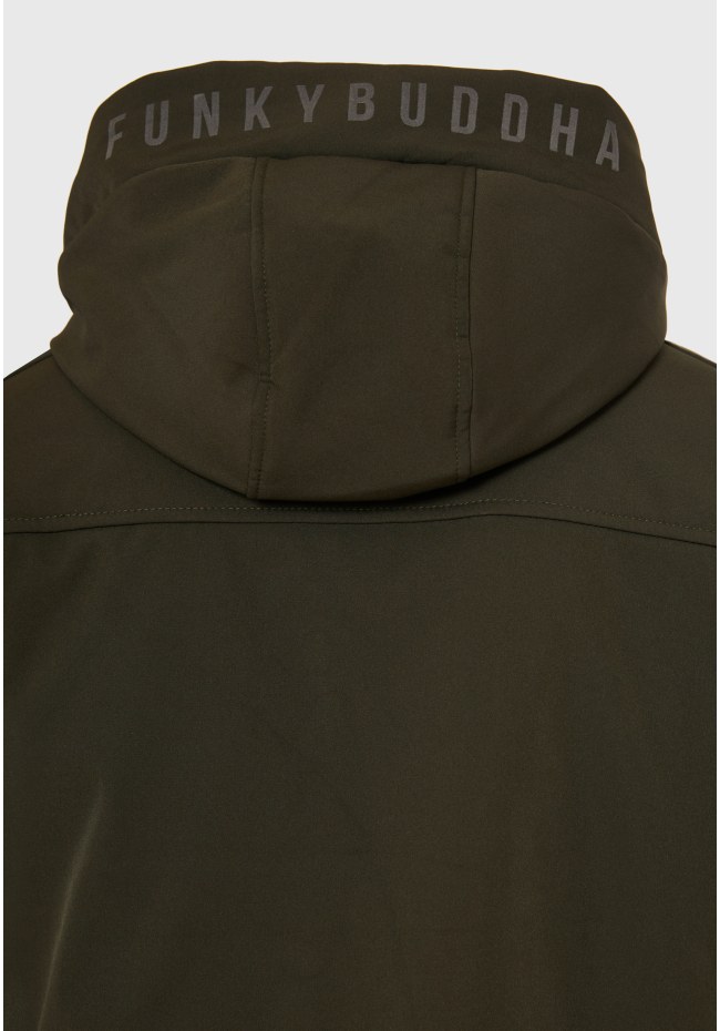Light-padded softshell hooded jacket