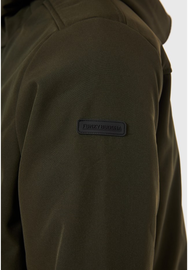 Light-padded softshell hooded jacket