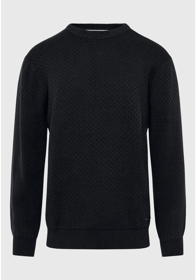 Relaxed fit crew neck sweater with 3D knit pattern