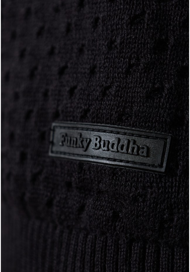 Relaxed fit crew neck sweater with 3D knit pattern