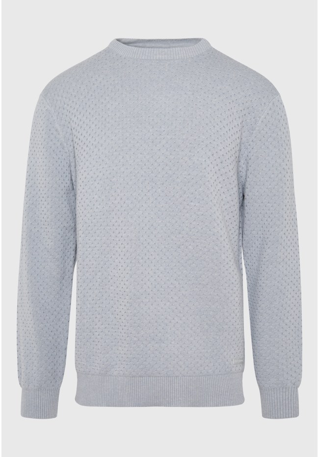 Relaxed fit crew neck sweater with 3D knit pattern
