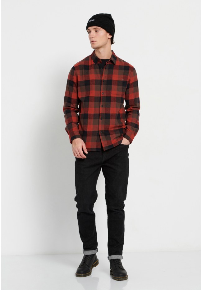 Flannel plaid shirt with pocket