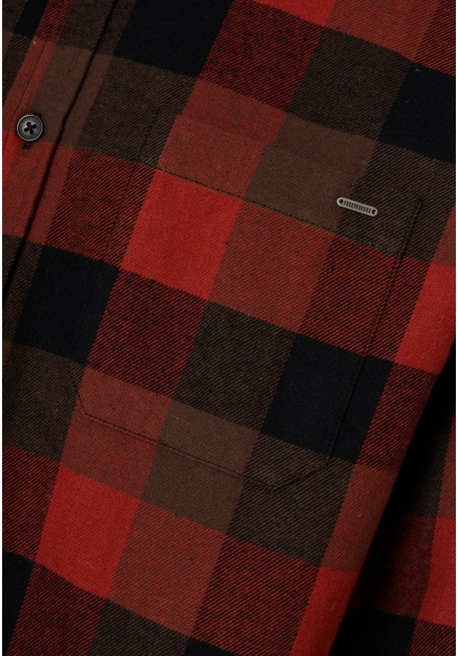 Flannel plaid shirt with pocket