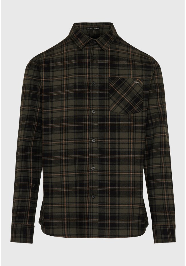 Flannel plaid shirt with pocket