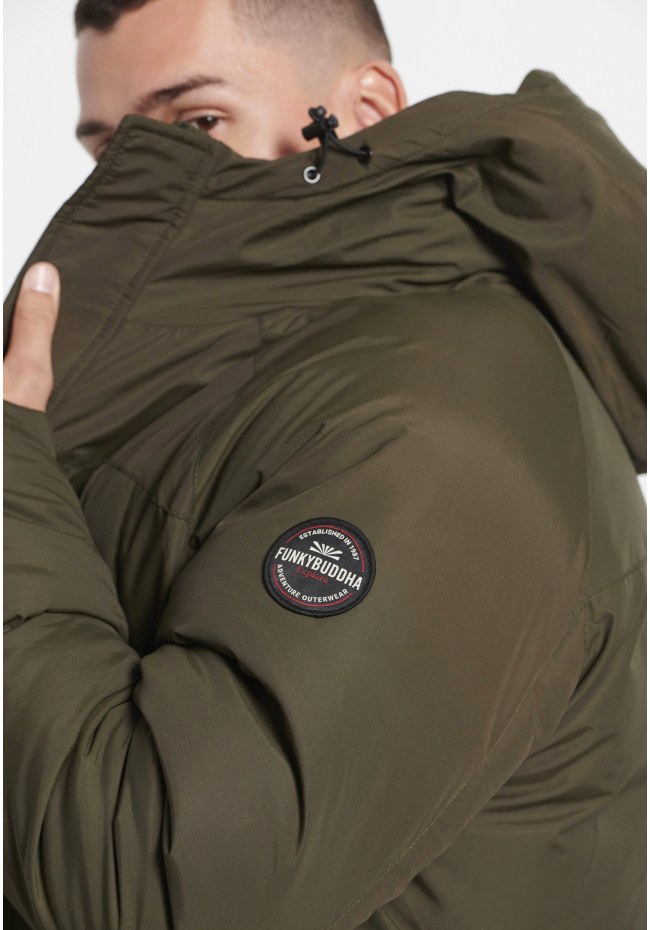 Ανδρικό puffer παρκά με κουκούλα