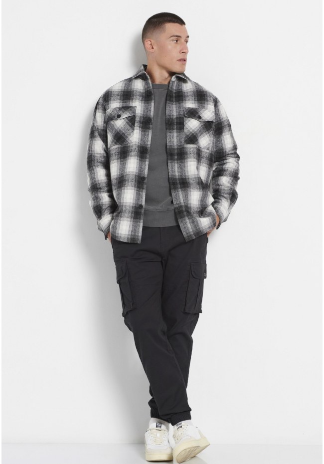 Oversized plaid flannel overshirt shirt