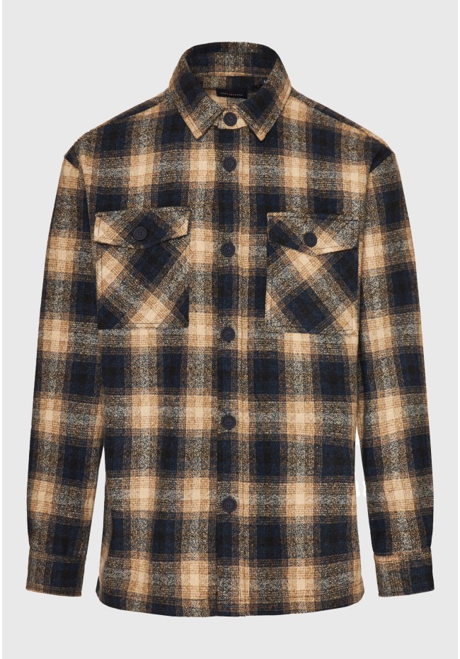 Oversized plaid flannel overshirt shirt
