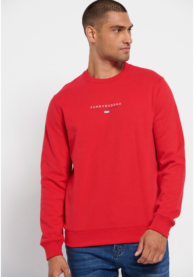 Chest branded printed crew neck sweatshirt