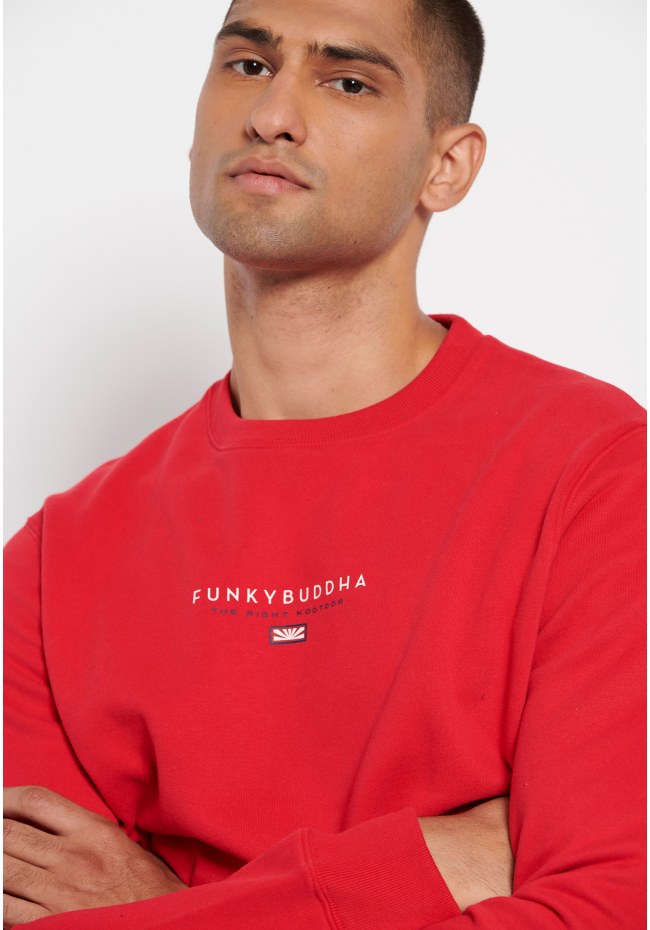 Chest branded printed crew neck sweatshirt
