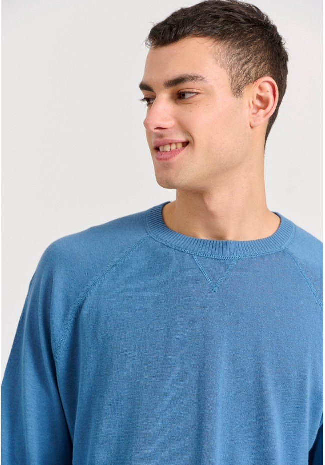 Linen blend ανδρική lightweight πλεκτή μπλούζα
