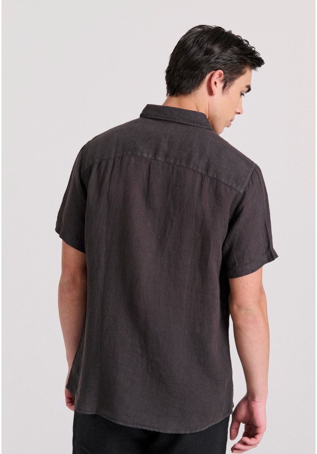Garment dyed κοντομάνικο λινό πουκάμισο