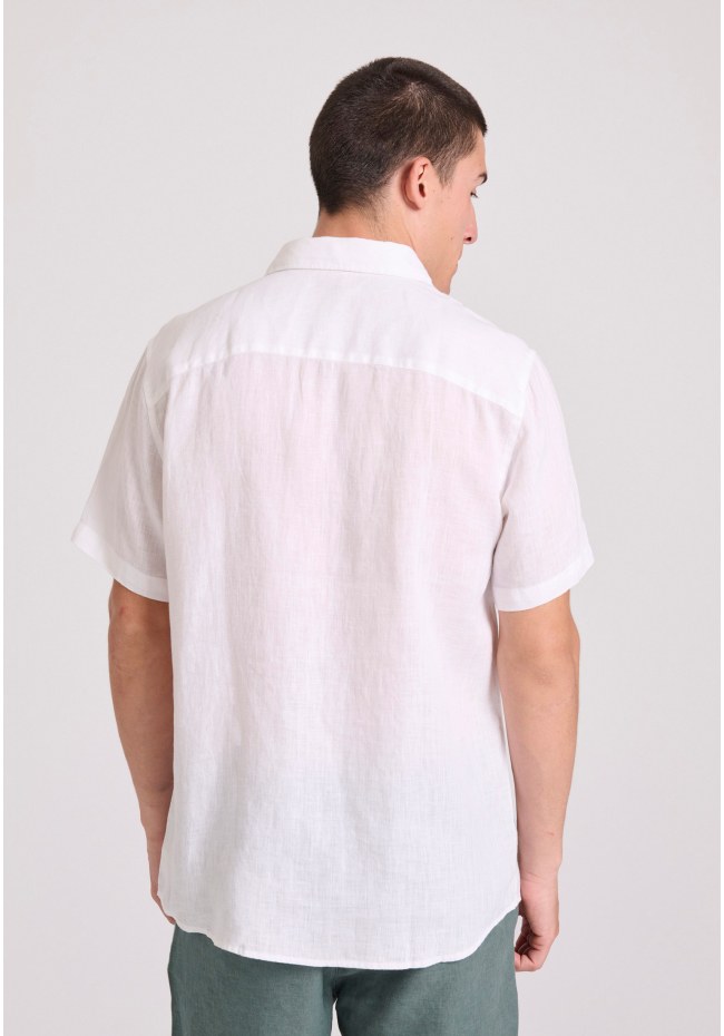 Garment dyed κοντομάνικο λινό πουκάμισο