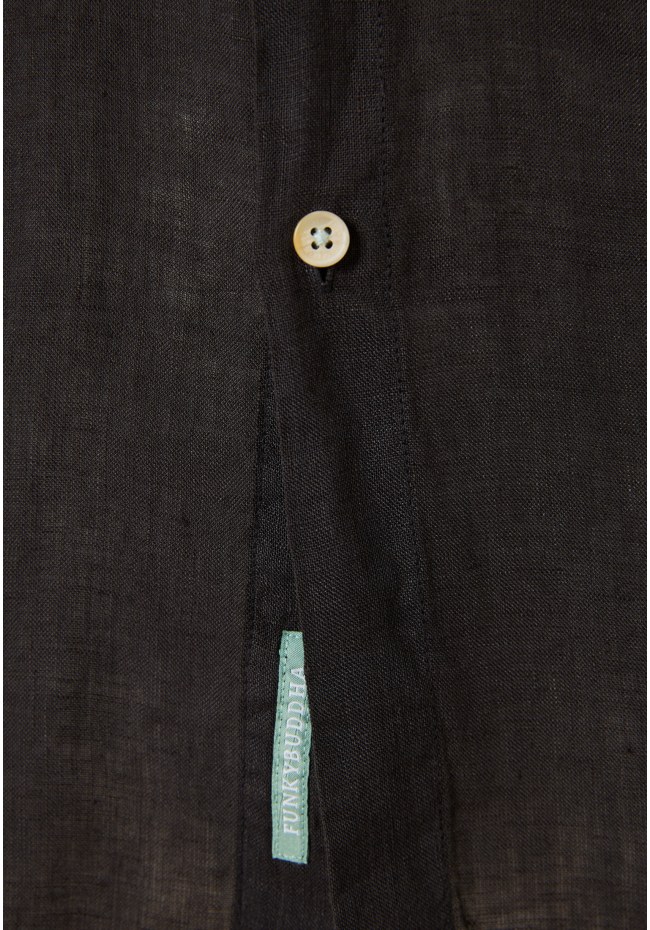 Mao neck garment dyed linen shirt