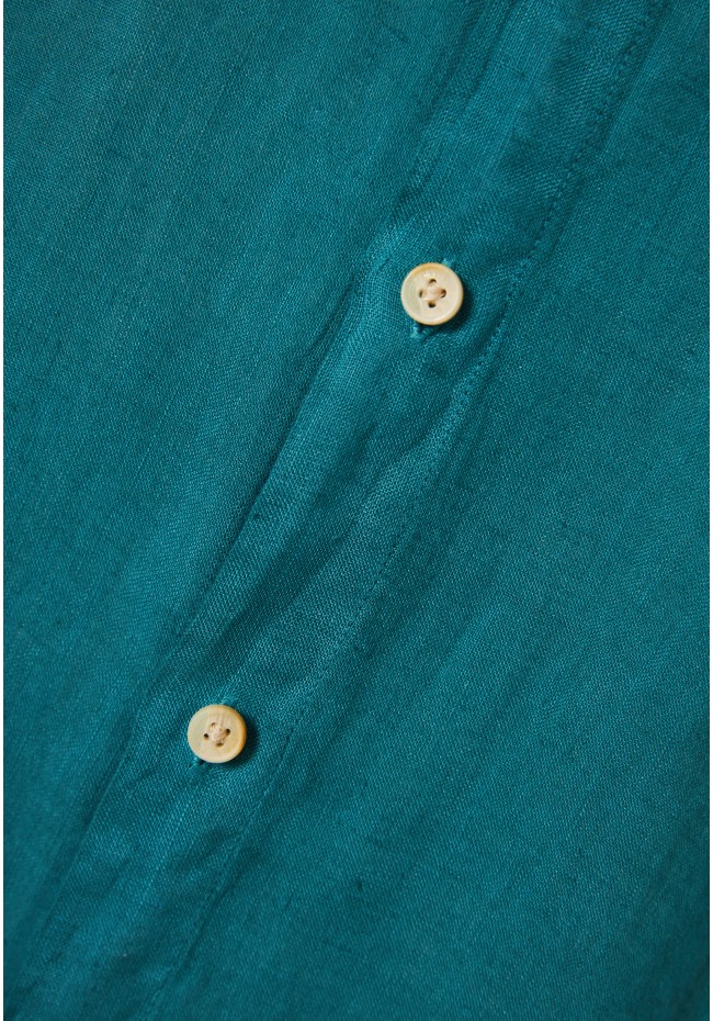 Mao neck garment dyed linen shirt