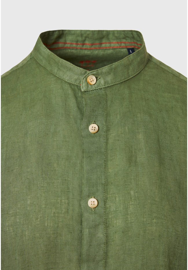 Garment dyed λινό πουκάμισο με λαιμό mao