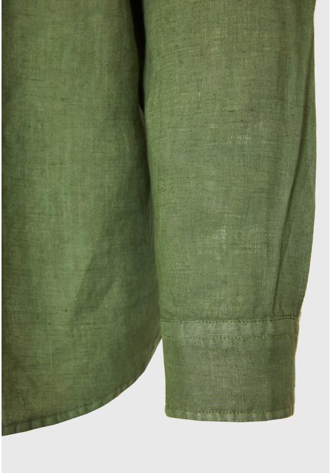 Garment dyed λινό πουκάμισο με λαιμό mao