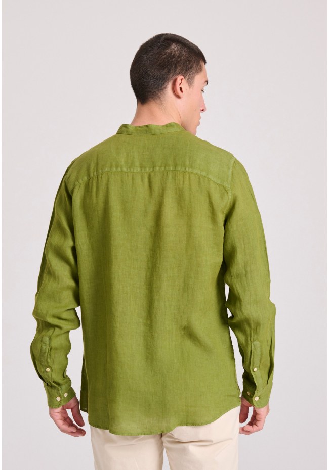 Garment dyed λινό πουκάμισο με λαιμό mao