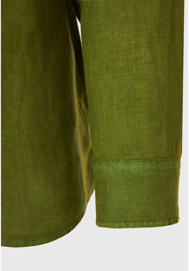 Garment dyed λινό πουκάμισο με λαιμό mao