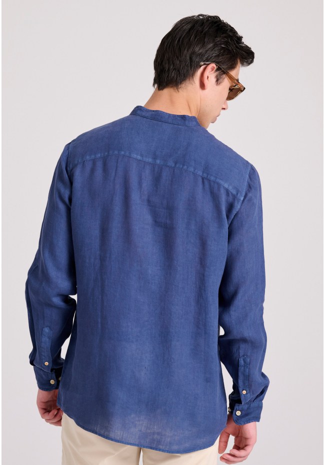 Garment dyed λινό πουκάμισο με λαιμό mao