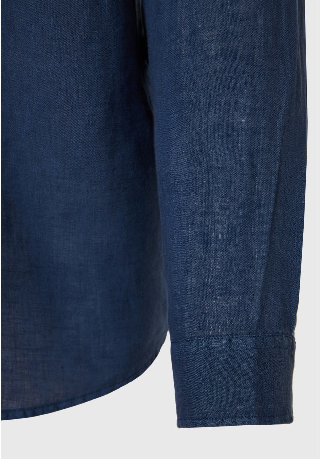 Garment dyed λινό πουκάμισο με λαιμό mao
