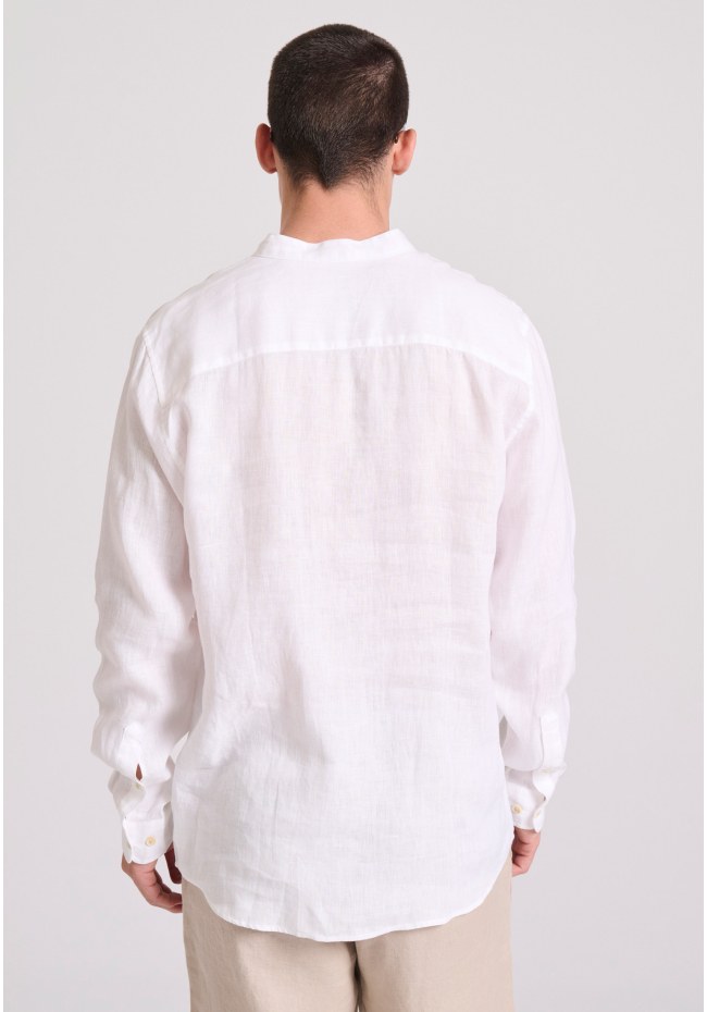 Mao neck garment dyed linen shirt