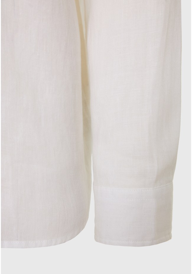 Mao neck garment dyed linen shirt