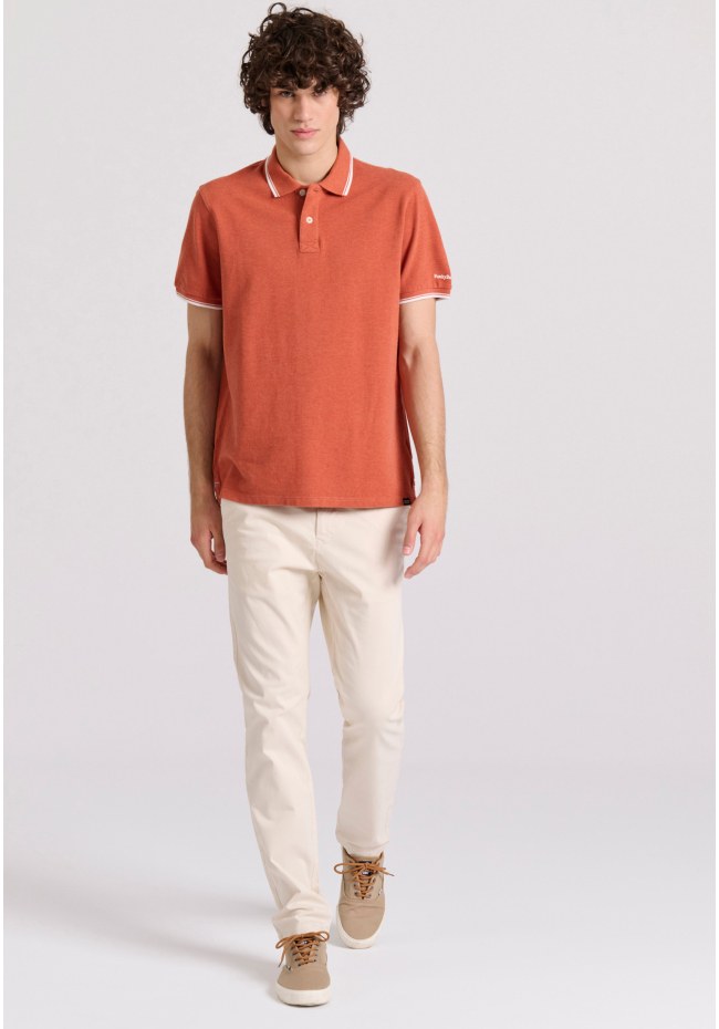 Polo shirt in melange fabric